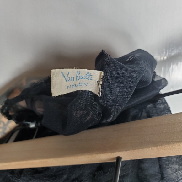 Vintage 50s 60s Van Raalte Half Slip Skirt Sheer Mesh Floral Lace Black XS Small - Picture 5 of 9